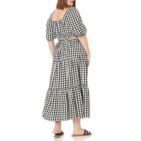 Women's Anaya Square-Neck Cutout Tiered Maxi Dress Xx-Large Black/Whisper White - Picture 5 of 6